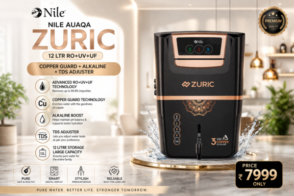 Nile Auaqa Zuric 12L RO+UV+UF Water Purifier with Copper & Alkaline Technology